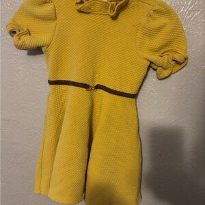 Janie and Jack Yellow Dress with Brown Trim *flaw
